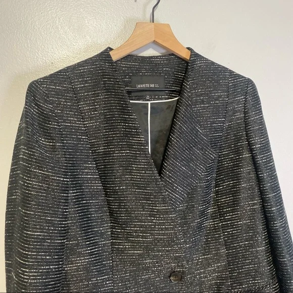 Layfayette148 New York Black And White One Collar Blazer Size 14 - Picture 2 of 7